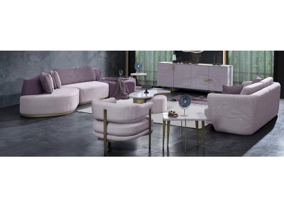 Tkaninové sedací soupravy Velká obývací zahrada Růžový set 3 ks Moderní sofa