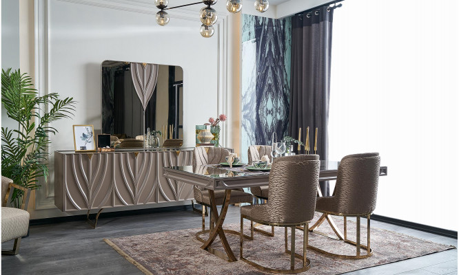 Jídelní stůl s jídelním koutem, jídelním koutem, jídelním stolem, dřevěným hnědým setem 9 kusů předsíňka