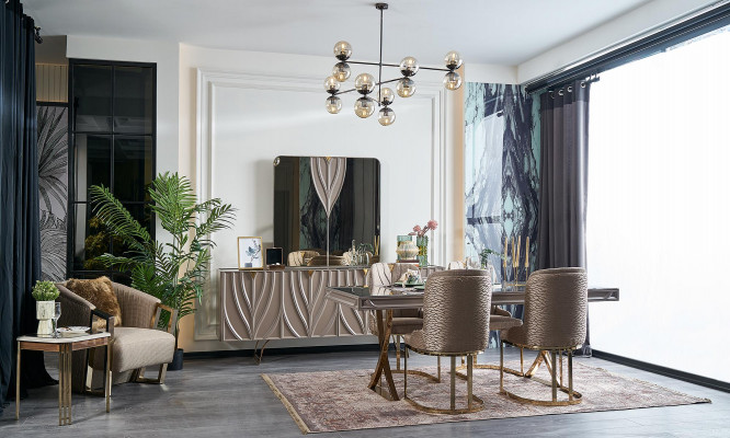 Jídelní stůl s jídelním koutem, jídelním koutem, jídelním stolem, dřevěným hnědým setem 9 kusů předsíňka