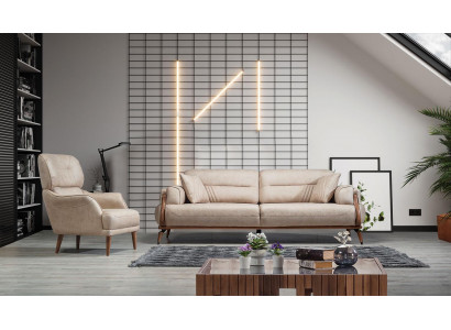 Sofa set 2 pieces Living room sofa Three-seater Designer armchair Luxury upholstered furniture