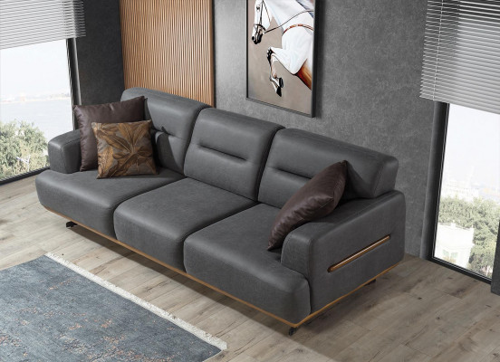 Luxus šedá pohovka gauč třísedadlový čalouněný nábytek obývací pokoj zařízení designer