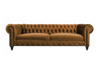 Chesterfield třímístná pohovka Kreativní nábytek Textilie Oranžová Tkanina Nové Moderní obývací pokoj