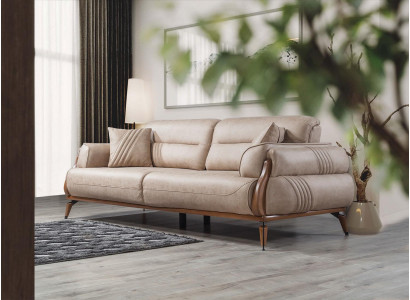 Béžová pohovka třímístná designer luxusní obývací pokoj nábytkové sedačky luxusní nábytek