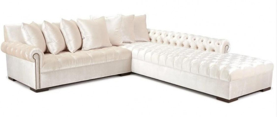 Bílá rohová sedací souprava látková design chesterfield Pohovky Polštáře Luxusní nábytek