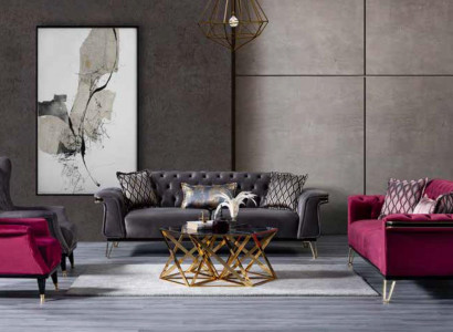 Barevná sedací souprava Chesterfield Luxus Sofas třísedadlová dvousedadlová křeslo
