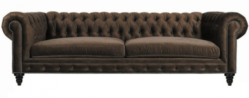 Chesterfield hnědý nový obývací pokoj moderní třísedák kreativní nábytek textilie látkový