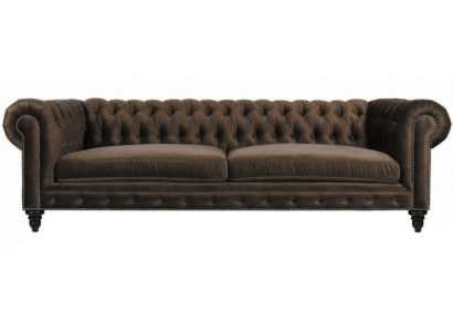 Chesterfield hnědý nový obývací pokoj moderní třísedák kreativní nábytek textilie látkový
