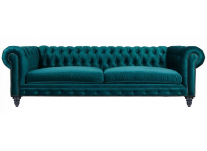 Chesterfield třísedák Kreativní nábytek Textilní látka Modrá zelená Obývací pokoj Moderní