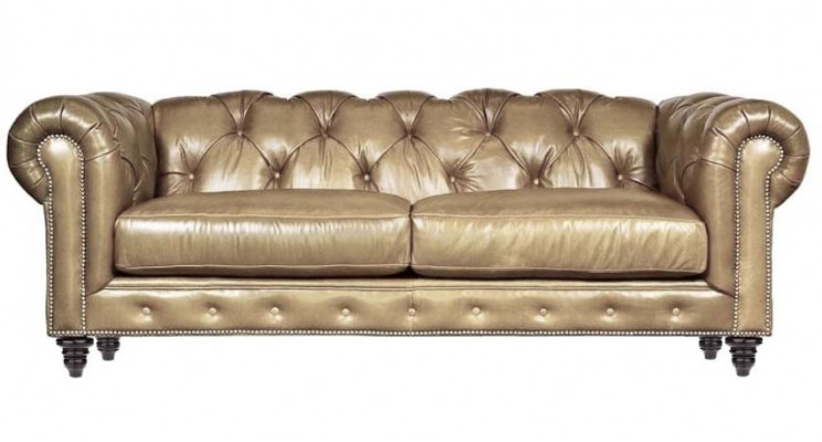 Světle hnědá třísedák kožená pohovka Chesterfield designu pro obývací pokoj Chesterfield Nová