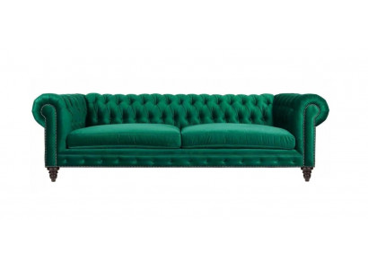 Chesterfield Sofa Zelený Textilní Látka Pohovky Kreativní Nábytek 3místný Nové Pohovky