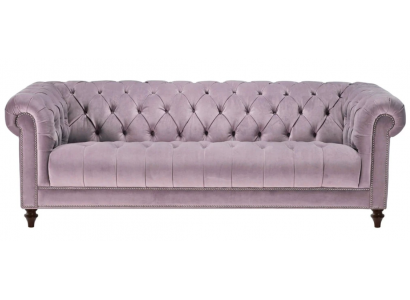Lila třímístná pohovka Chesterfield Design čalouněná pohovka původní samet