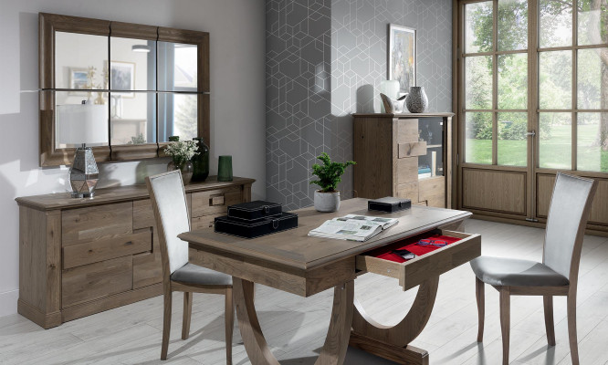 Moderní velké zrcadlo na zeď s rámem z pravého dřeva, nové, 146x105 cm.