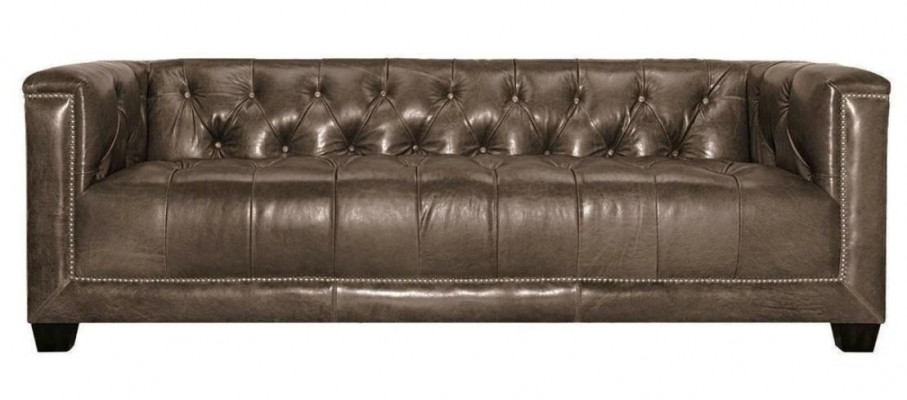 Braun třímístná kožená Chesterfield pohovka s moderním designem do obývacího pokoje. Nové.