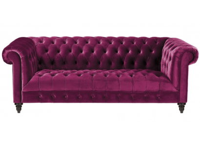 Růžová třísedačka ve stylu Chesterfield z látky, původní nová.