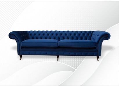 Modrá xxl velká pohovka Couch Chesterfield 265cm Polster Sofas 4 Sitzer