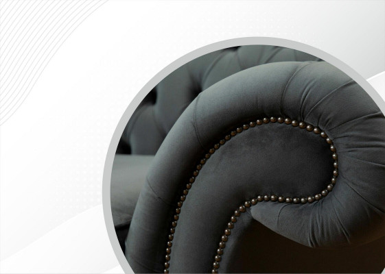 XXL Chesterfield Sofa 4místná pohovka s čalouněným sedacím soupravou z kůže a textilu.