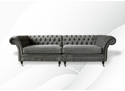 XXL Chesterfield Sofa 4místná pohovka čalouněná set textil kůže