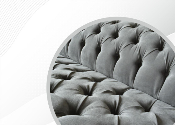 Šedá pohovka Chesterfield Big Sofa Couch 265cm 4místná kůže oblékaná sedačka