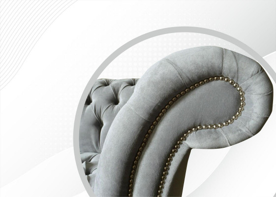Šedá pohovka Chesterfield Big Sofa Couch 265cm 4místná kůže oblékaná sedačka
