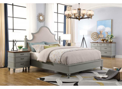 Ložnice Sada Postel 2x Noční stolek Konzole Postele Textil Dvojité Hotelové čalounění