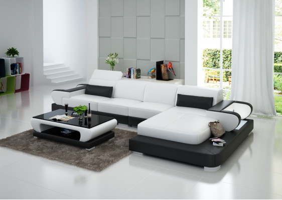 Elegance Nová L-formátovaná designová kožená pohovka pro stylové obývací prostory