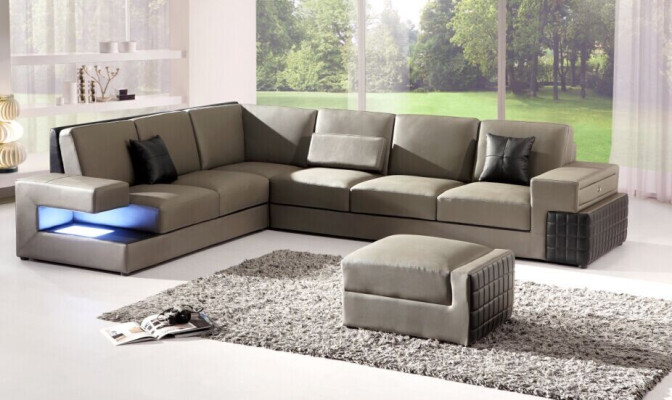 Modern Ecksofa+ USB Polster Sitz Leder Design Sofa Garnitur Wohnlandschaft Neu