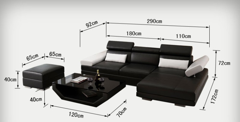 Kožená pohovka v L- tvaru + USB obývací stěna rohová souprava Design Moderní sedací souprava K5009D