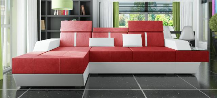 Stoffsofa Ecksofa Textilsofa Sofa + USB Textil Stoff Wohnlandschaft Polster Neu