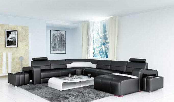 Bytový kout Couch Polster Eck Garnitur Designer Leather Sofa Big Sofa USB Nuevo