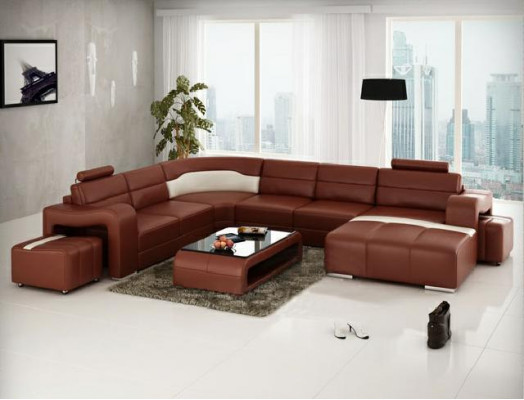 Bytový kout Couch Polster Eck Garnitur Designer Leather Sofa Big Sofa USB Nuevo