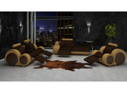 Sofa soupravu kůže a textilu látka pohovka Sofa Set 3+Chaise+1 obývací kout