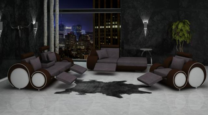 Sofa soupravu kůže a textilu látka pohovka Sofa Set 3+Chaise+1 obývací kout