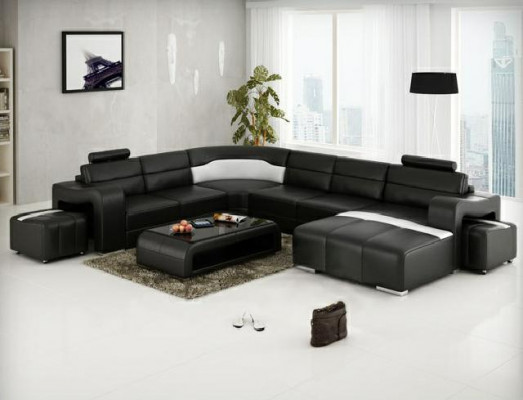 Bytový kout Couch Polster Eck Garnitur Designer Leather Sofa Big Sofa USB Nuevo