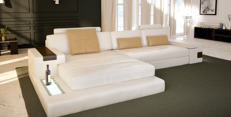 LForm Wohnlandschaft Couch Big XXL Sofa Leder Polster Ecke Garnitur Stoff Textil