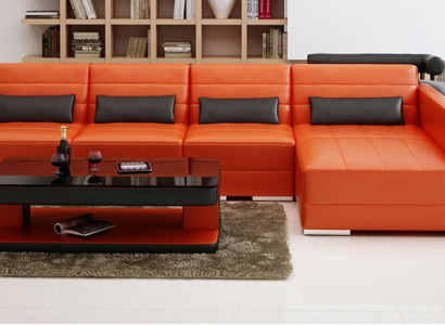 Velká pohovka Sofa Wohnlandschaft Polster Eck Leder Sofa Garnitur Couchen Bergamo