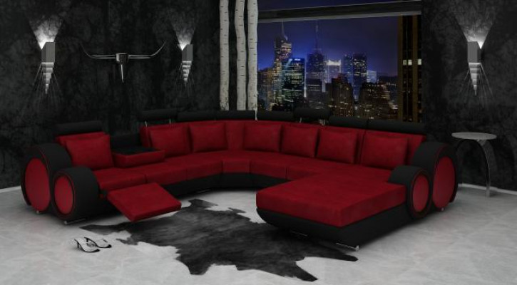 Textilní pohovka s USB XXL obývací souprava látková pohovka velká pohovka potahová rohová sedací souprava Nový