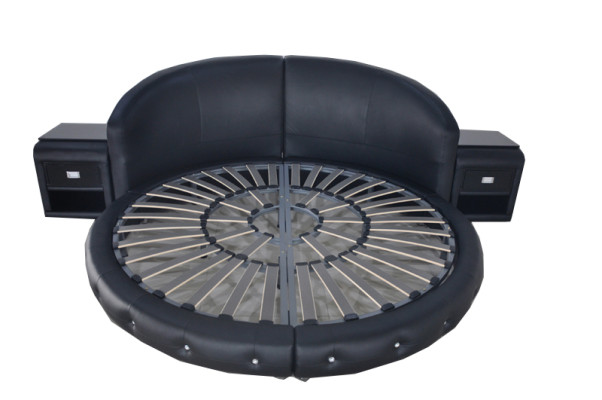 Kruhový design postelí s polstrováním z kůže Dvojitá kruhová postel s USB LB8844
