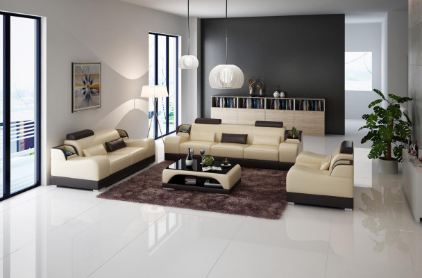 Sofa set Couch Upholstered Sofa 3+3 Complete Set Suites Design Leather 2 pcs.