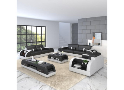 Sofa s čalouněným povrchem 3+1 kompletní set, design kůže 2 díly.