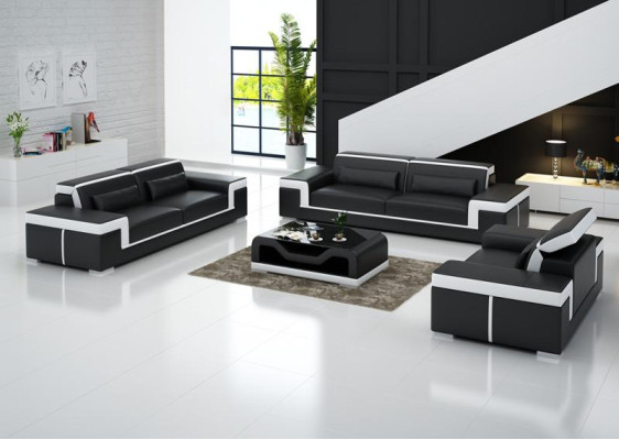 Sofagarnitur 3+3 Sitzer Leder Sofa Couch Polster Garnitur Sofagarnitur