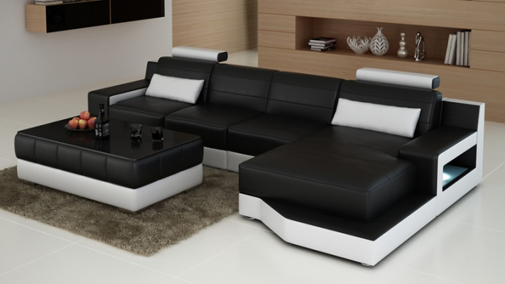 Kožená pohovka Rozkládací sedací souprava Koutová sedací souprava Moderní Koutová sestava Dekor Design