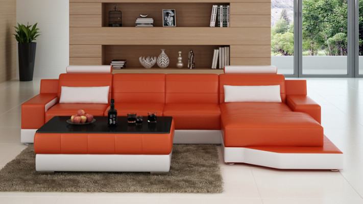 Kožená pohovka Rozkládací sedací souprava Koutová sedací souprava Moderní Koutová sestava Dekor Design