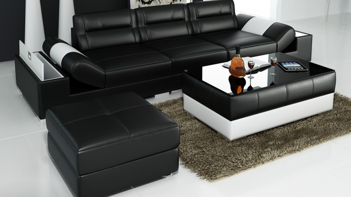 Kůžená sedací souprava Pohovka Rozkládací pohovka Garnitury Nové 3+3 Místná sestava Design Nový