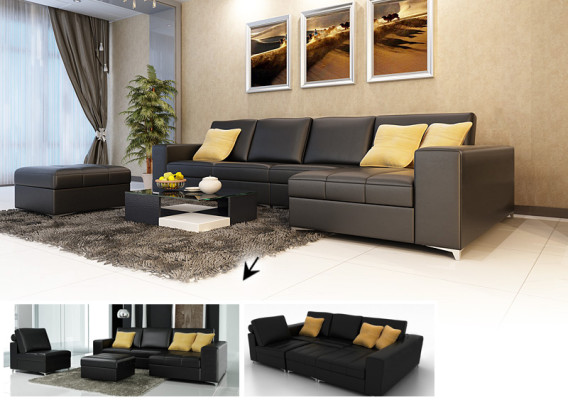Ledersofa Sofa Couch Wohnlandschaft Modern Ecksofa Eck Garnitur Design