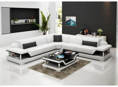 Ledersofa Couch Wohnlandschaft Ecksofa Eck Garnitur Design Modern Sofa G8004B