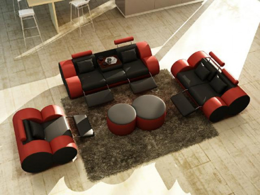 KOŽENÁ SOFA 3/2/1 SEDADLOVÁ RELAXAČNÍ PŘÍČEL SOFAGARNITURA COUCHGARNITURA POLŠTÁŘOVÁ GARNITURA