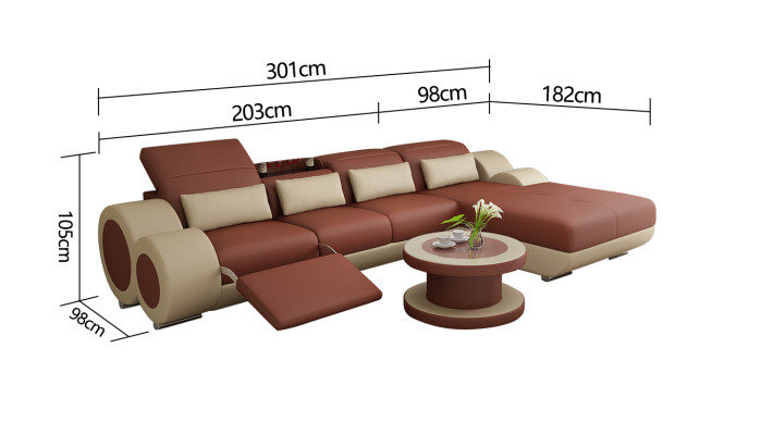Kůžená pohovka sedací souprava Nové rohová sedací souprava Design Moderní gauč G8035H