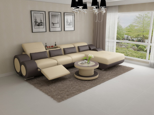 Kůžená pohovka sedací souprava Nové rohová sedací souprava Design Moderní gauč G8035H