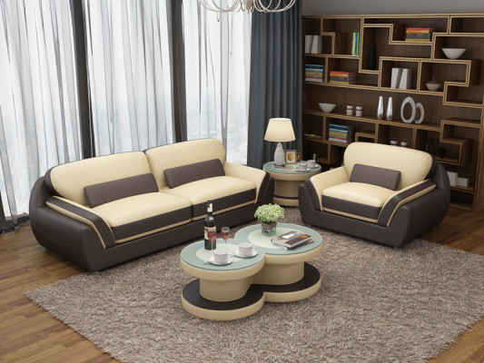 Kožená pohovka Sedací souprava Souprava pohovek 3+1 sedadlo Design Moderní Nová pohovka.