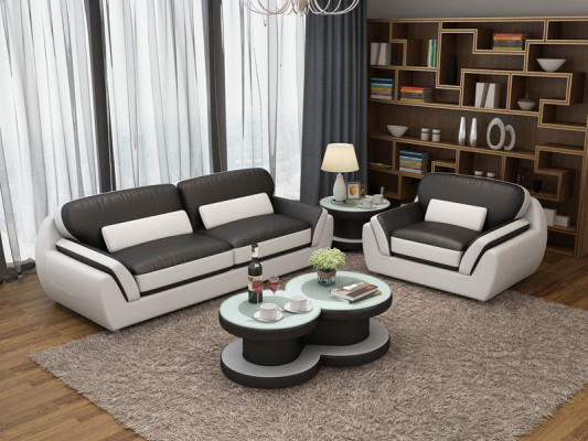 Kožená pohovka Sedací souprava Souprava pohovek 3+1 sedadlo Design Moderní Nová pohovka.